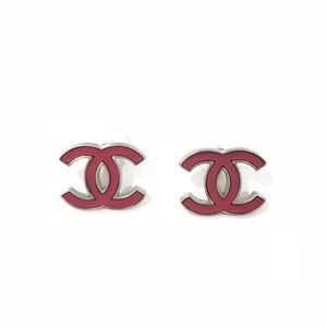 Authentic Large Chanel Pink Leather CC Earrings